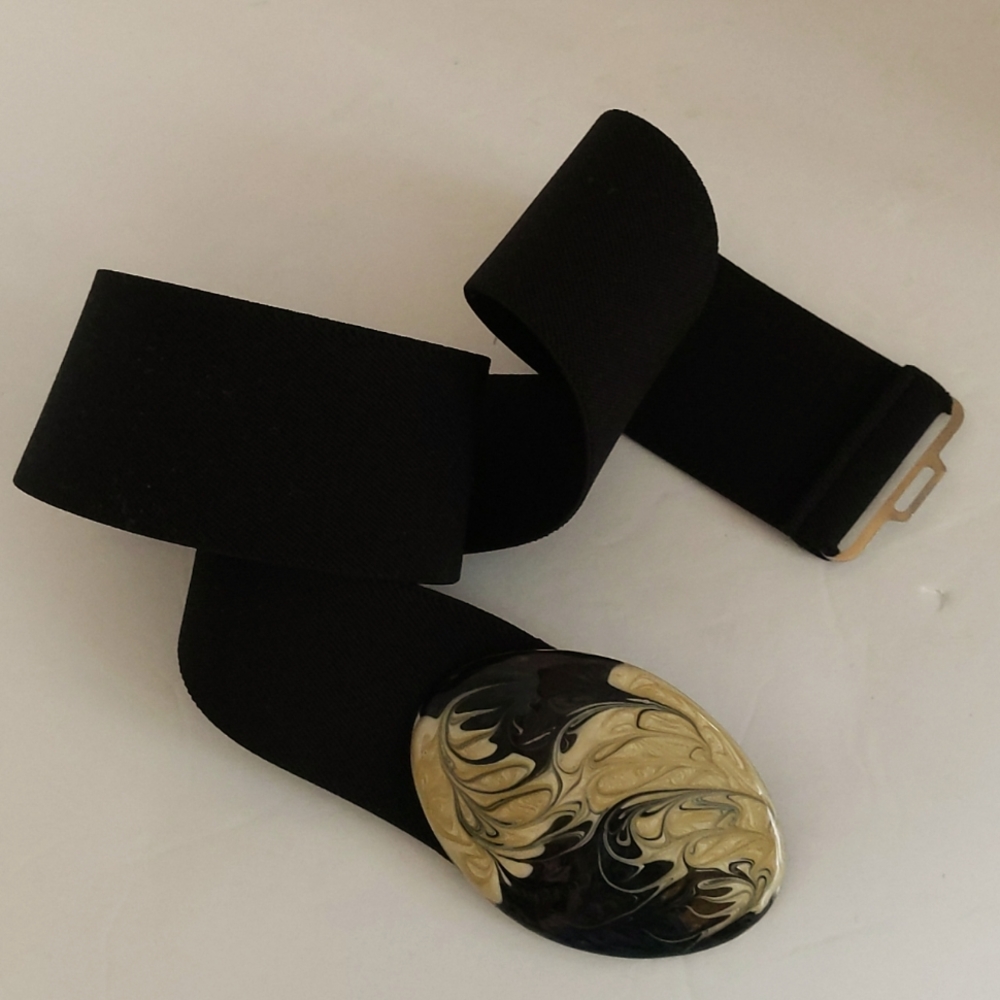 Chunky Swirl Stretch Belt Black Creme